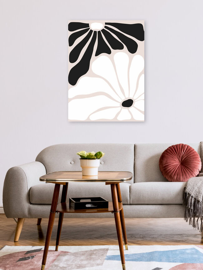 Floral Yin-Yang, Scandinavian Nature Flowers Botanical Concept, India – wall art by Uma Gokhale as Poster or Acrylic Glass Print