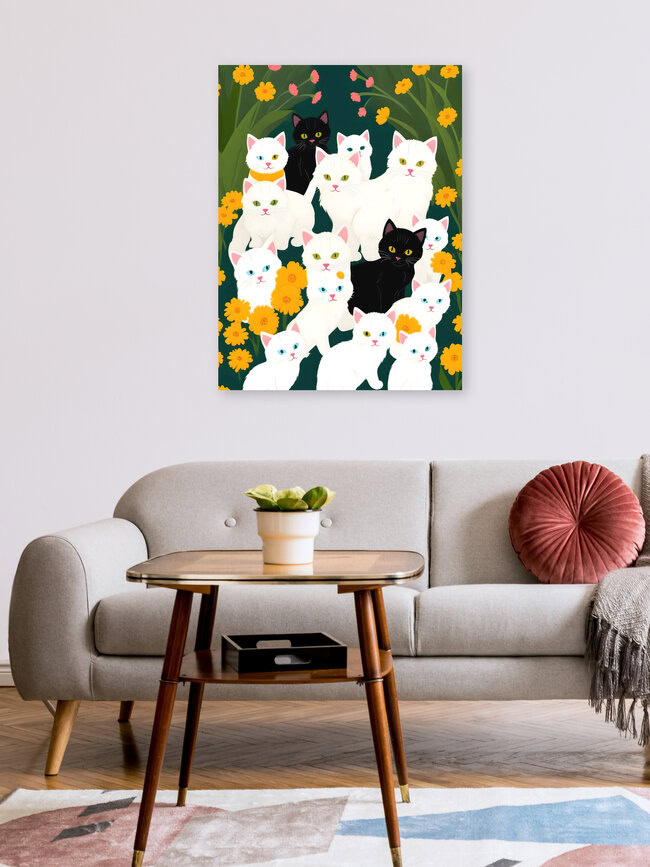 Wandbild 'Cats Meet Up Group' – Kunst von Uma Gokhale als Poster oder Acrylglasbild