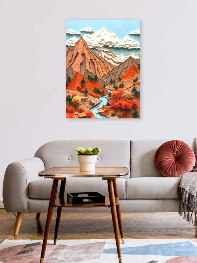 'Assemblage 03: Orange Mountains' – Wall Art by Uma Gokhale as Poster or Acrylic Glass Print