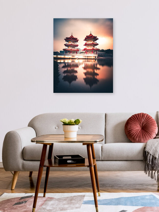 Pagoda twins, Singapur – Fotokunst von Dimitri Luft als Poster oder Acrylglasbild