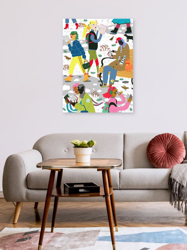 Wandbild 'Winter Reading Club' – Kunst von Ezra W. Smith als Poster oder Acrylglasbild