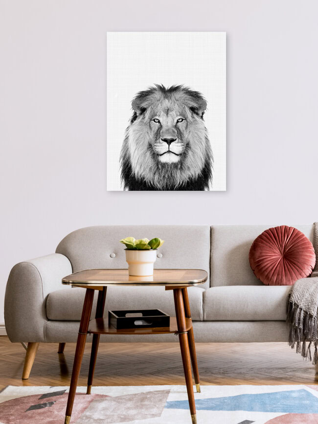 Lion (Black and White), Großbritannien – Fotokunst von Vivid Atelier als Poster oder Acrylglasbild