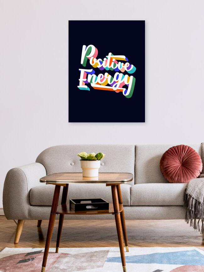 'Positive Energy- typography' – Wall Art by Ania Więcław as Poster or Acrylic Glass Print