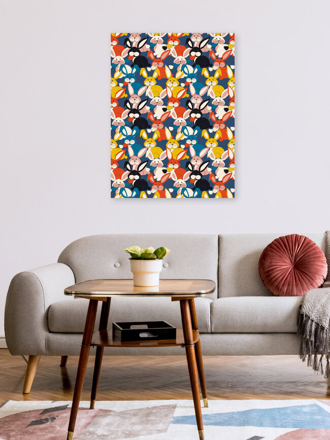 Wandbild 'COLORED RABBIT PATTERN' – Kunst von Ania Więcław als Poster oder Acrylglasbild