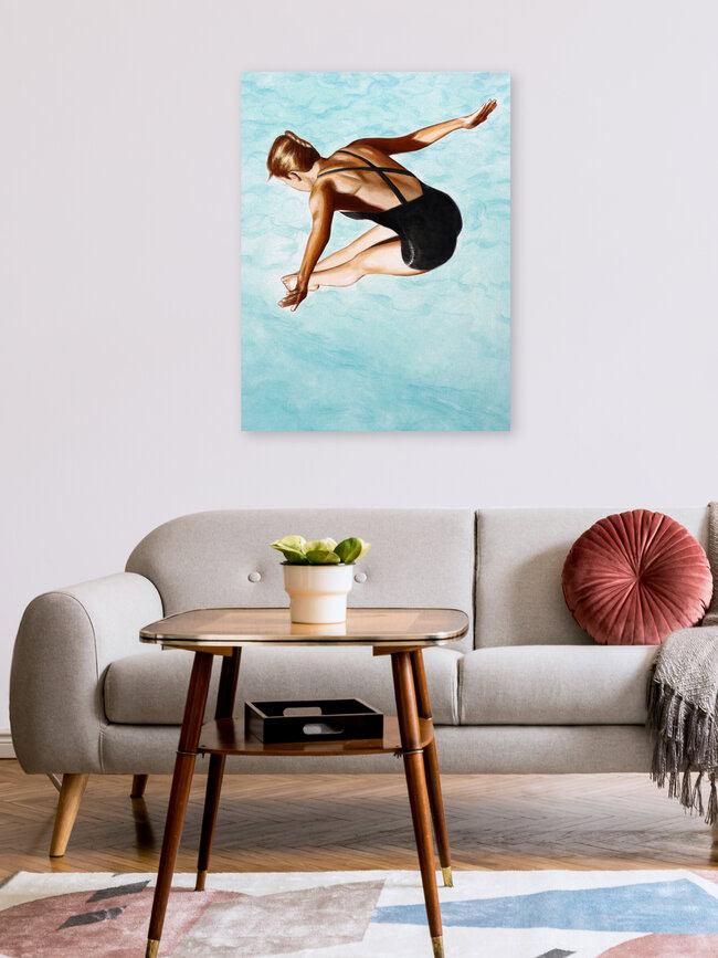 Wandbild 'Turmspringerin in schwarz' – Kunst von Sarah Morrissette als Poster oder Acrylglasbild