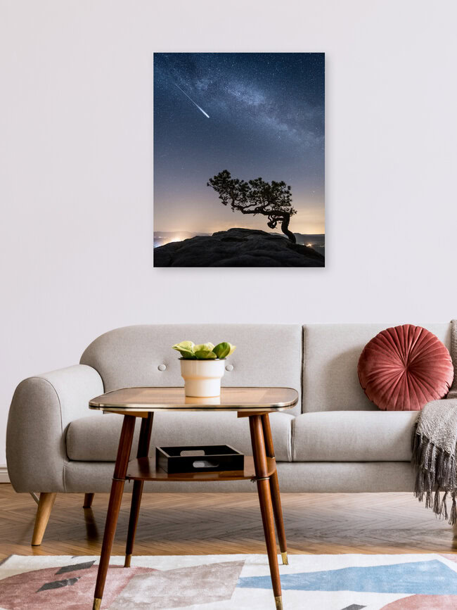 Perseids I | Elbsandsteingebirge, Deutschland – Fotokunst von Ronny Behnert als Poster oder Acrylglasbild