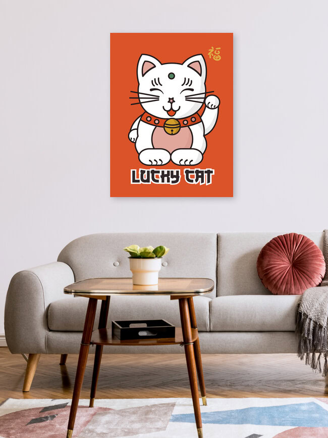 Wandbild 'Lucky Cat' – Kunst von Ania Więcław als Poster oder Acrylglasbild