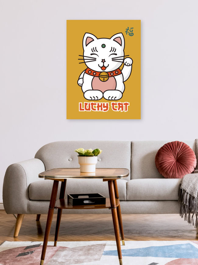 Wandbild 'Lucky Cat no2' – Kunst von Ania Więcław als Poster oder Acrylglasbild