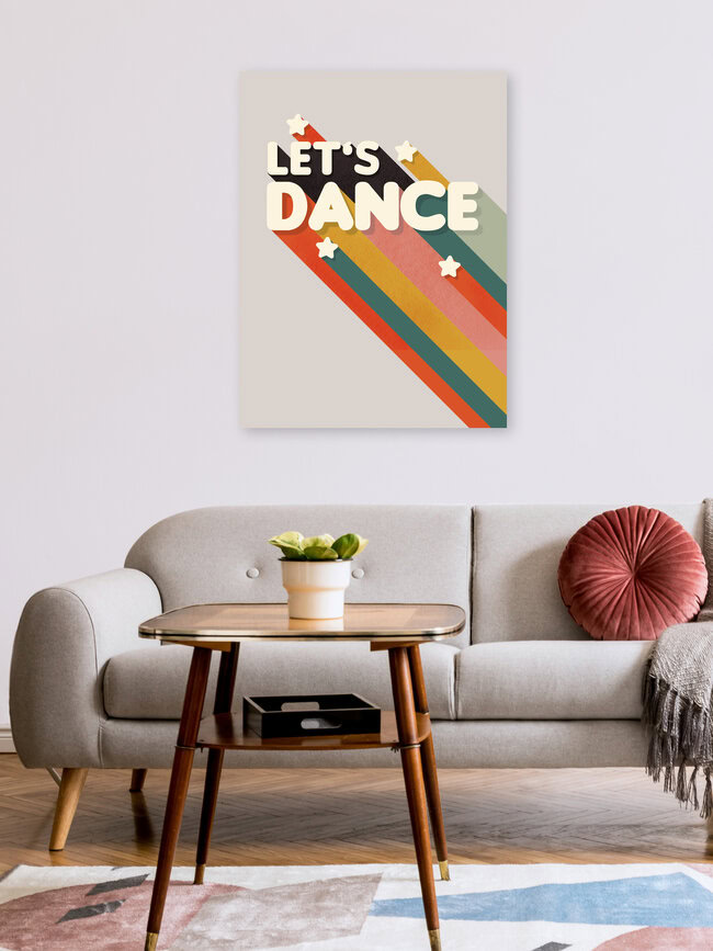 Wandbild 'Let's Dance - retro rainbow typography' – Kunst von Ania Więcław als Poster oder Acrylglasbild