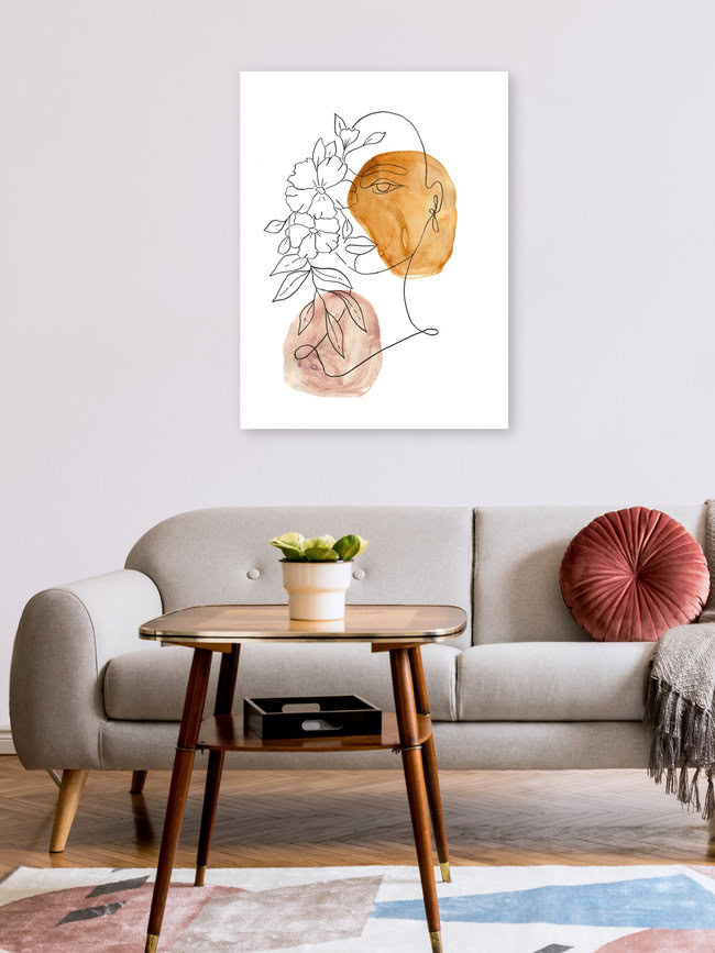 'Scandi Woman with Flowers' – Wall Art by Christina Wolff as Poster or Acrylic Glass Print