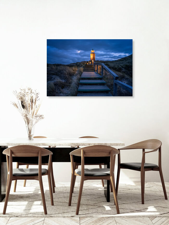 Leuchtturm Quermarkenfeuer Rotes Kliff bei Kampen auf Sylt, Deutschland – Fotokunst von Jan Becke als Poster oder Acrylglasbild