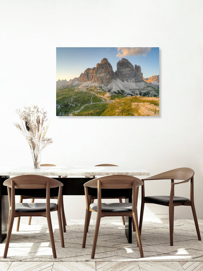 Drei Zinnen Südseite, Italien – Fotokunst von Michael Valjak als Poster oder Acrylglasbild