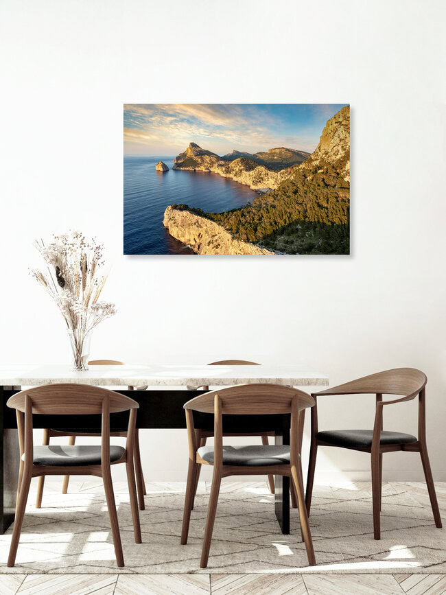 Abendsonne am Cap Formentor auf Mallorca, Spanien – Fotokunst von Michael Valjak als Poster oder Acrylglasbild