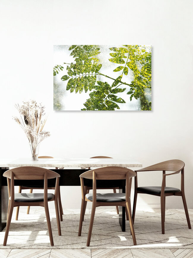 Frühlingshaftes Lauf der Vogelbeere - Doppelbelichtung, Deutschland – Fotokunst von Nadja Jacke als Poster oder Acrylglasbild