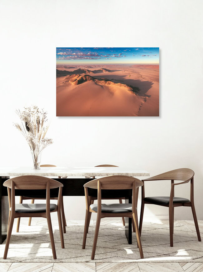Namibia Sossusvlei Wüste aus der Luft, Namibia – Fotokunst von Jean Claude Castor als Poster oder Acrylglasbild