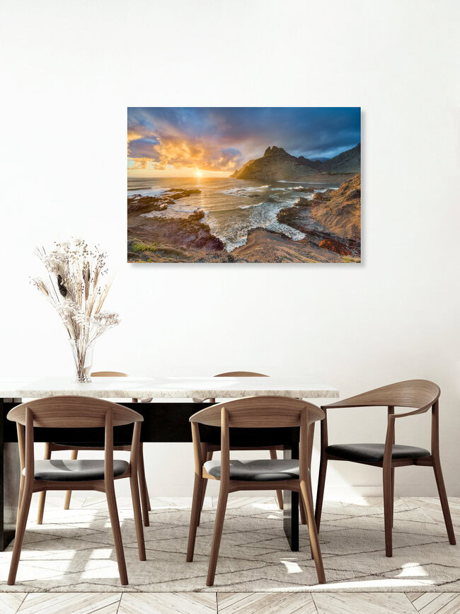 Teneriffa Punta del Hidalgo bei Sonnenaufgang, Spanien – Fotokunst von Michael Valjak als Poster oder Acrylglasbild