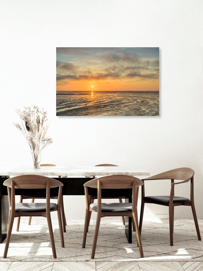 Sonnenaufgang im Wattenmeer an der Nordsee, Deutschland – Fotokunst von Michael Valjak als Poster oder Acrylglasbild