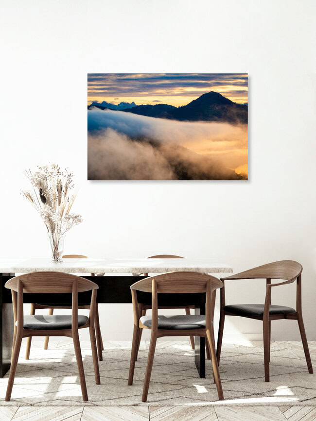 Loferer Steinberge und Hohe Salve im Sonnenaufgang, Österreich – Fotokunst von Martin Wasilewski als Poster oder Acrylglasbild