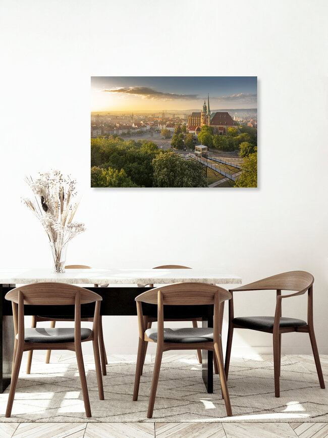 Malerisches Erfurt - Ausblick vom Petersberg auf Dom und Altstadt, Deutschland – Fotokunst von Dennis Schmelz als Poster oder Acrylglasbild