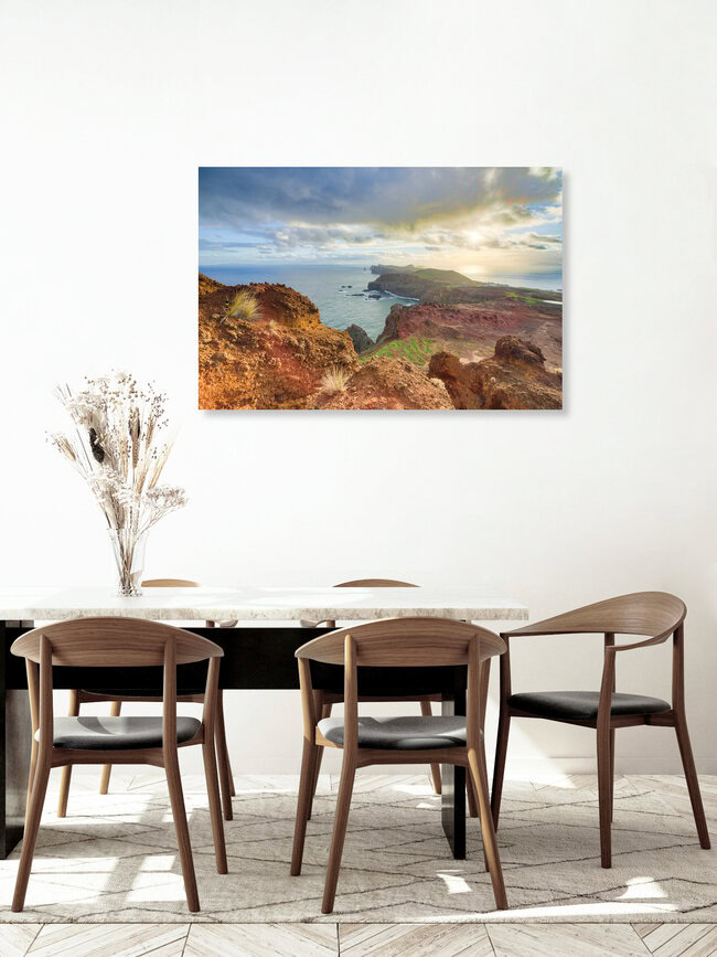 Sunrise over the Ponta de São Lourenço on Madeira, Portugal – wall art by Michael Valjak as Poster or Acrylic Glass Print