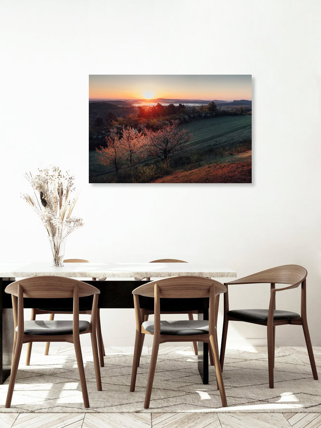 Sonnenaufgang im Hinterland, Deutschland – Fotokunst von Maximilian Fischer als Poster oder Acrylglasbild