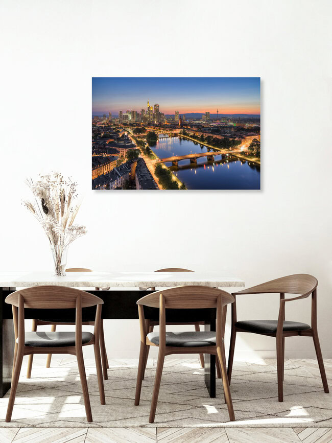 Michael Valjak, Frankfurt skyline in the evening - Germany, Europe