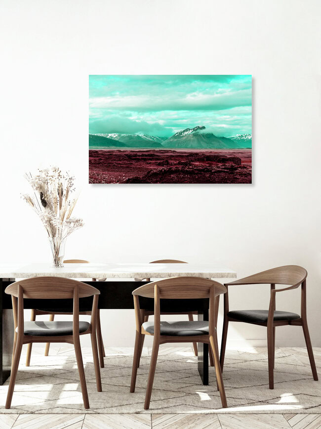 red field mountains, Iceland Posters – wall art by Susanne Kreuschmer as Poster or Acrylic Glass Print