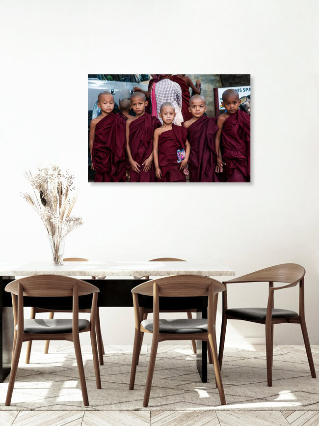 Young Monks, Myanmar – wall art by Juan Pablito Bassi as Poster or Acrylic Glass Print