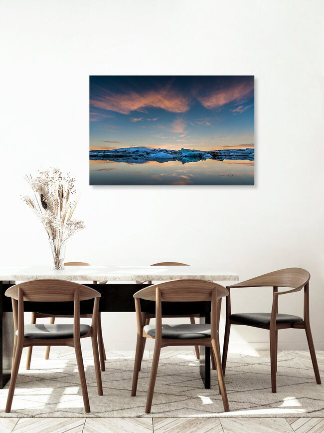 Dusk at a glacier lagoon in Iceland, Iceland Posters – wall art by Lukas Gawenda as Poster or Acrylic Glass Print