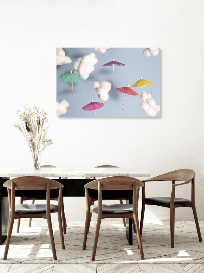 Sky umbrellas, Belgien – Fotokunst von Loulou von Glup als Poster oder Acrylglasbild