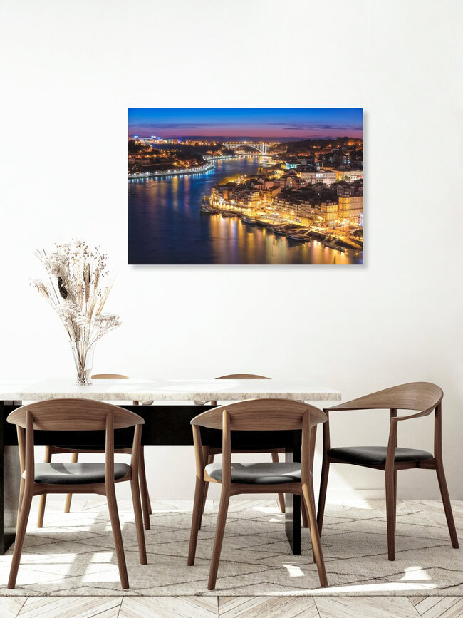 Porto Blue Hour, Portugal – wall art by Jean Claude Castor as Poster or Acrylic Glass Print