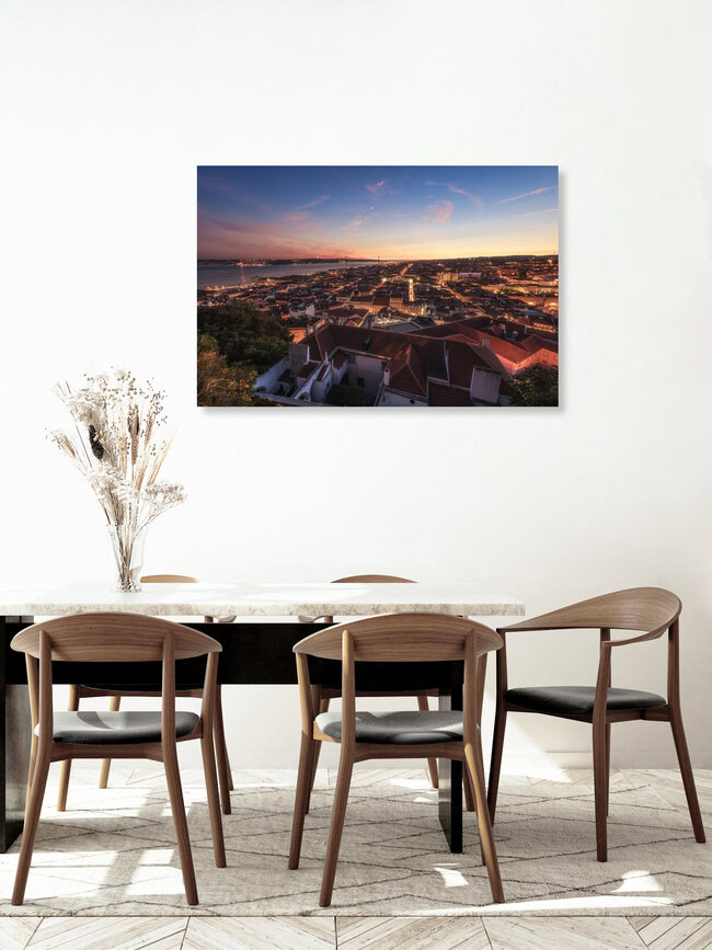 Lisbon at Night, Portugal – wall art by Jean Claude Castor as Poster or Acrylic Glass Print
