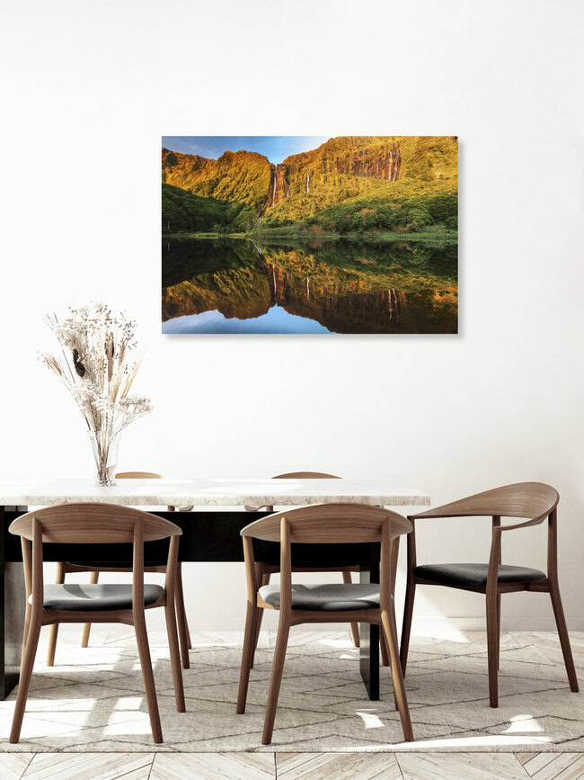Waterfall Panorama on Flores, Portugal – wall art by Jean Claude Castor as Poster or Acrylic Glass Print