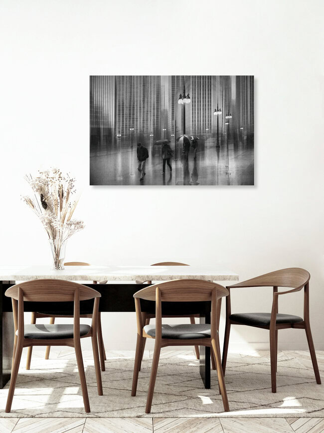Regen in Chicago, Vereinigte Staaten – Fotokunst von Roswitha Schleicher-Schwarz als Poster oder Acrylglasbild