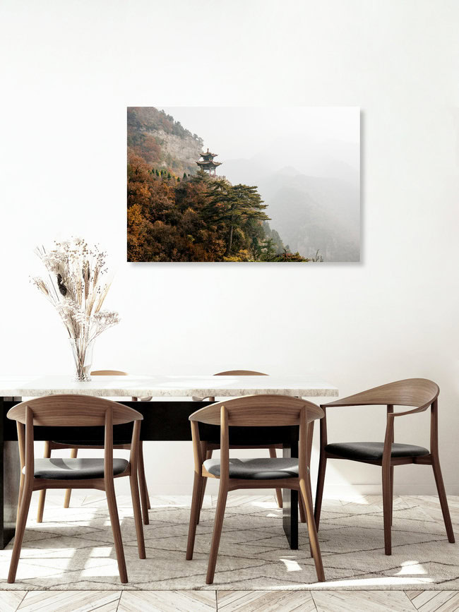 Pagode // Mian Shan Gebirge, China, China – Fotokunst von Manuel Gros als Poster oder Acrylglasbild
