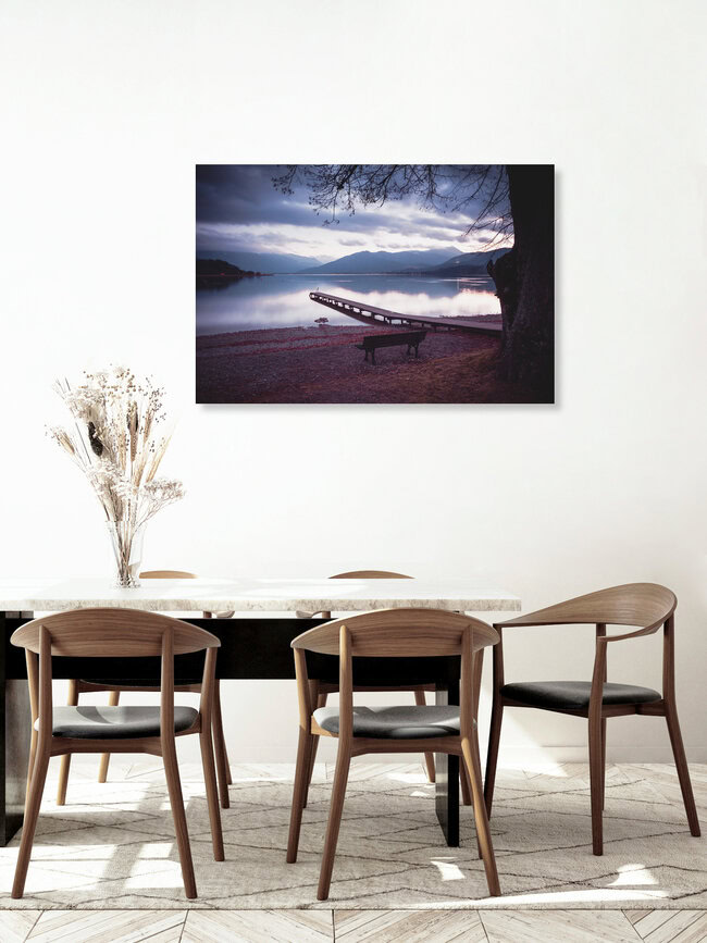 Jetty and mountains, Germany – wall art by Franz Sussbauer as Poster or Acrylic Glass Print