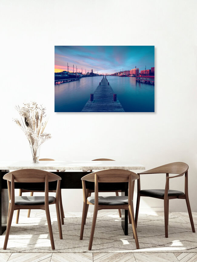 Pier at New Harbour in Bremerhaven, Germany – wall art by Franz Sussbauer as Poster or Acrylic Glass Print