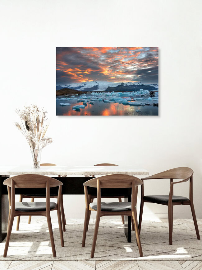 Joekulsarlon Sunset, Iceland Posters – wall art by Dave Derbis as Poster or Acrylic Glass Print
