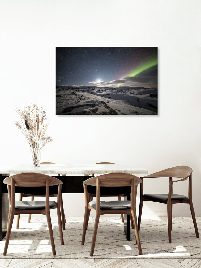 Light in the Night, Norway – wall art by Sebastian Worm as Poster or Acrylic Glass Print