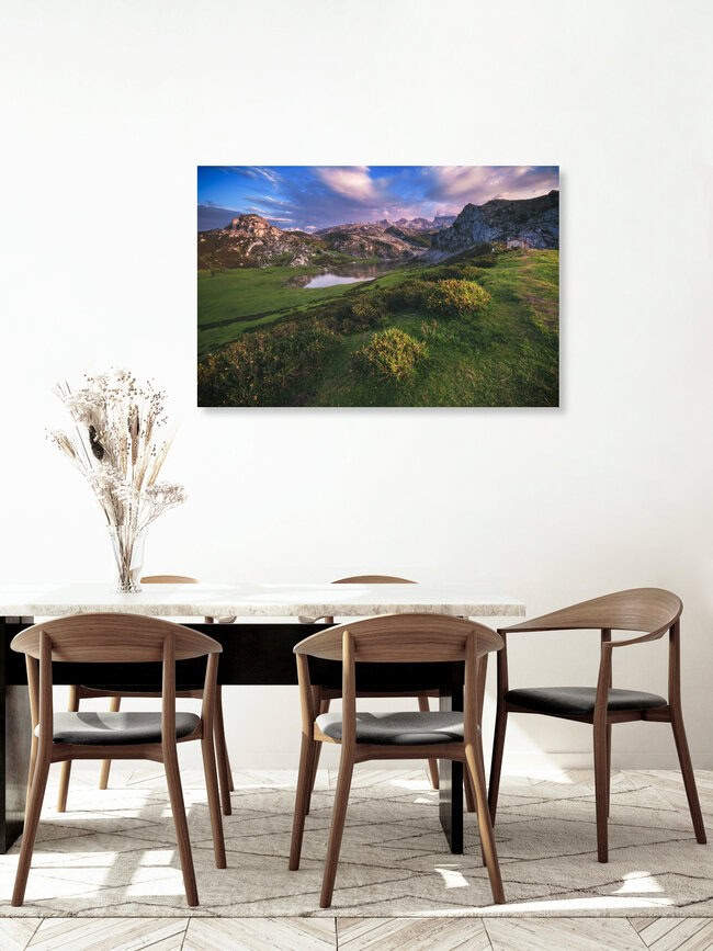Asturias Lagos de Covadonga Lakes at Sunset, Spain – wall art by Jean Claude Castor as Poster or Acrylic Glass Print