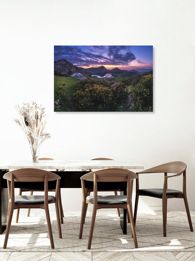 Asturias Lagos de Covadonga Lakes Panorama at Sunset, Spain – wall art by Jean Claude Castor as Poster or Acrylic Glass Print