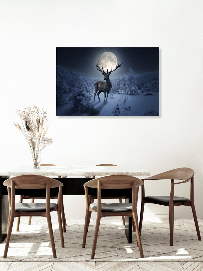 The deer and the moon, Germany – wall art by Oliver Henze as Poster or Acrylic Glass Print