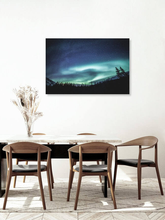 Nordlichtnacht, Norwegen – Fotokunst von Sebastian Worm als Poster oder Acrylglasbild
