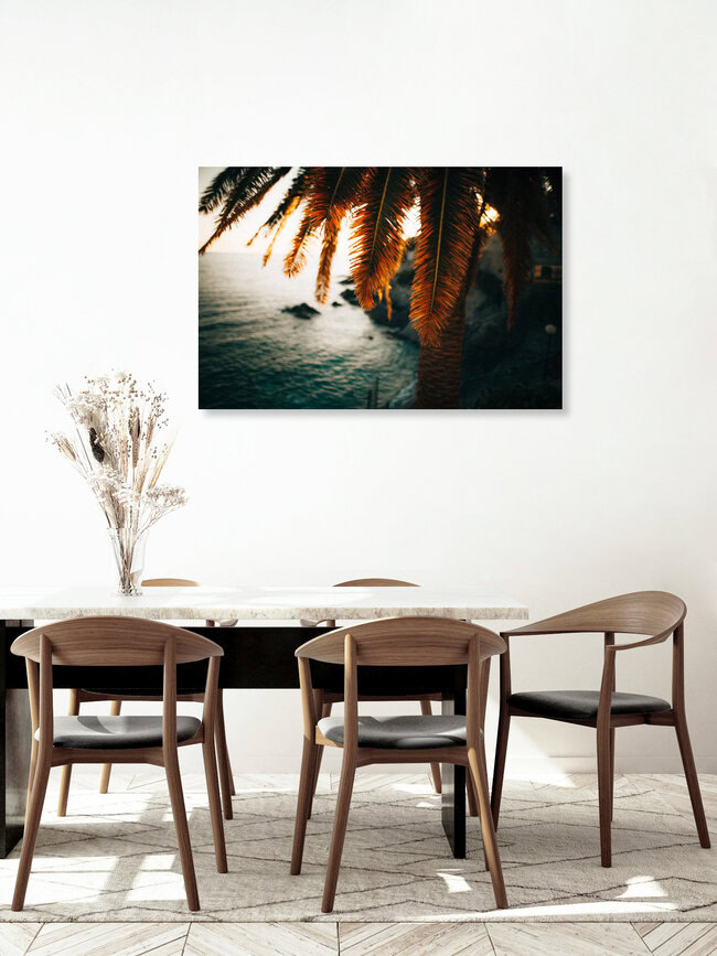 Sunset Palm Trees at the Ligurian Coast, Italy, Italy – wall art by Marco Leiter as Poster or Acrylic Glass Print