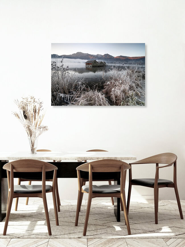Die drei Hütten am Kochelsee I, Deutschland – Fotokunst von Franz Sussbauer als Poster oder Acrylglasbild