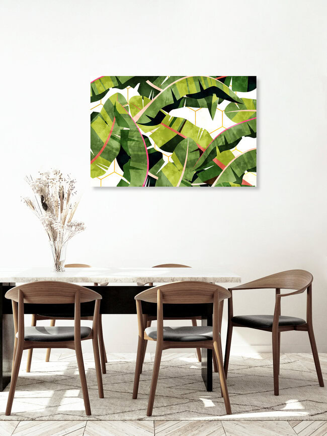 Wandbild 'Bananenblattsalat mit Knoblauchbutter-Dressing' – Kunst von Uma Gokhale als Poster oder Acrylglasbild