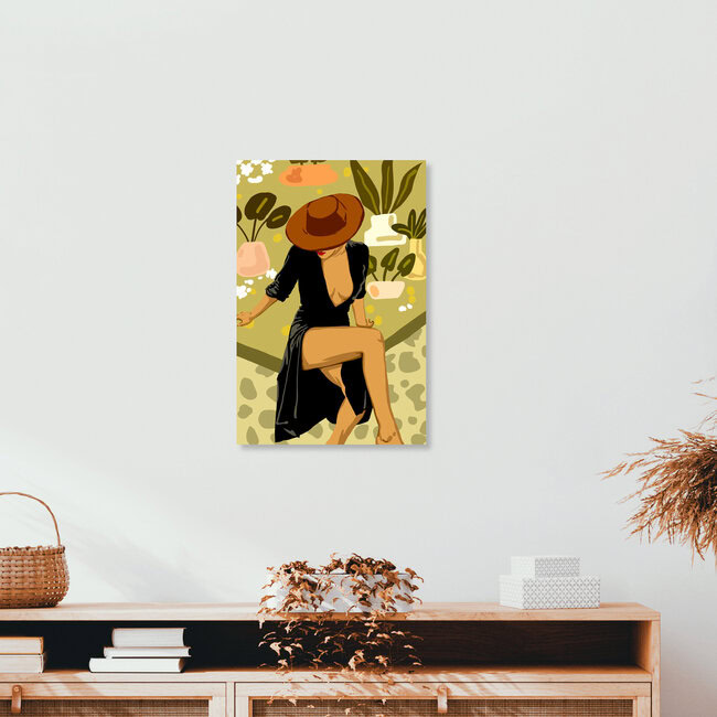 'Make it Worth Their While, High Fashion Brown Woman Illustration' – Wall Art by Uma Gokhale as Poster or Acrylic Glass Print