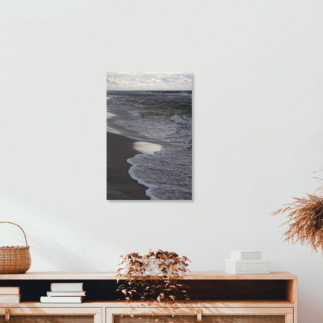 greige golden evening beach walk, Poland – wall art by Studio Na.hili as Poster or Acrylic Glass Print