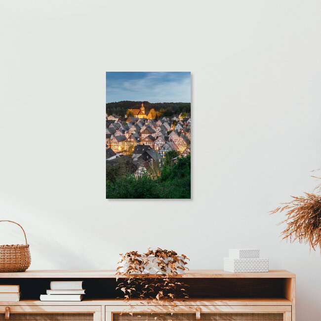 Freudenberg im Siegerland am Abend, Deutschland – Fotokunst von Michael Valjak als Poster oder Acrylglasbild