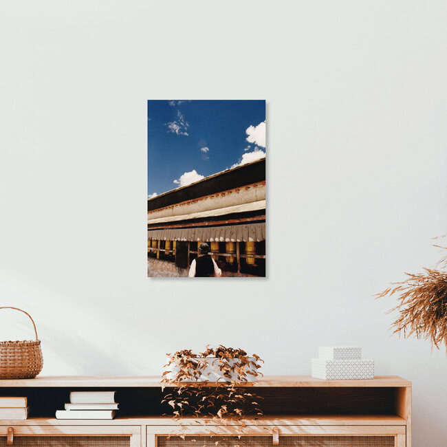 Prayer wheels, Tibet, 2002, China – Fotokunst von Eva Stadler als Poster oder Acrylglasbild